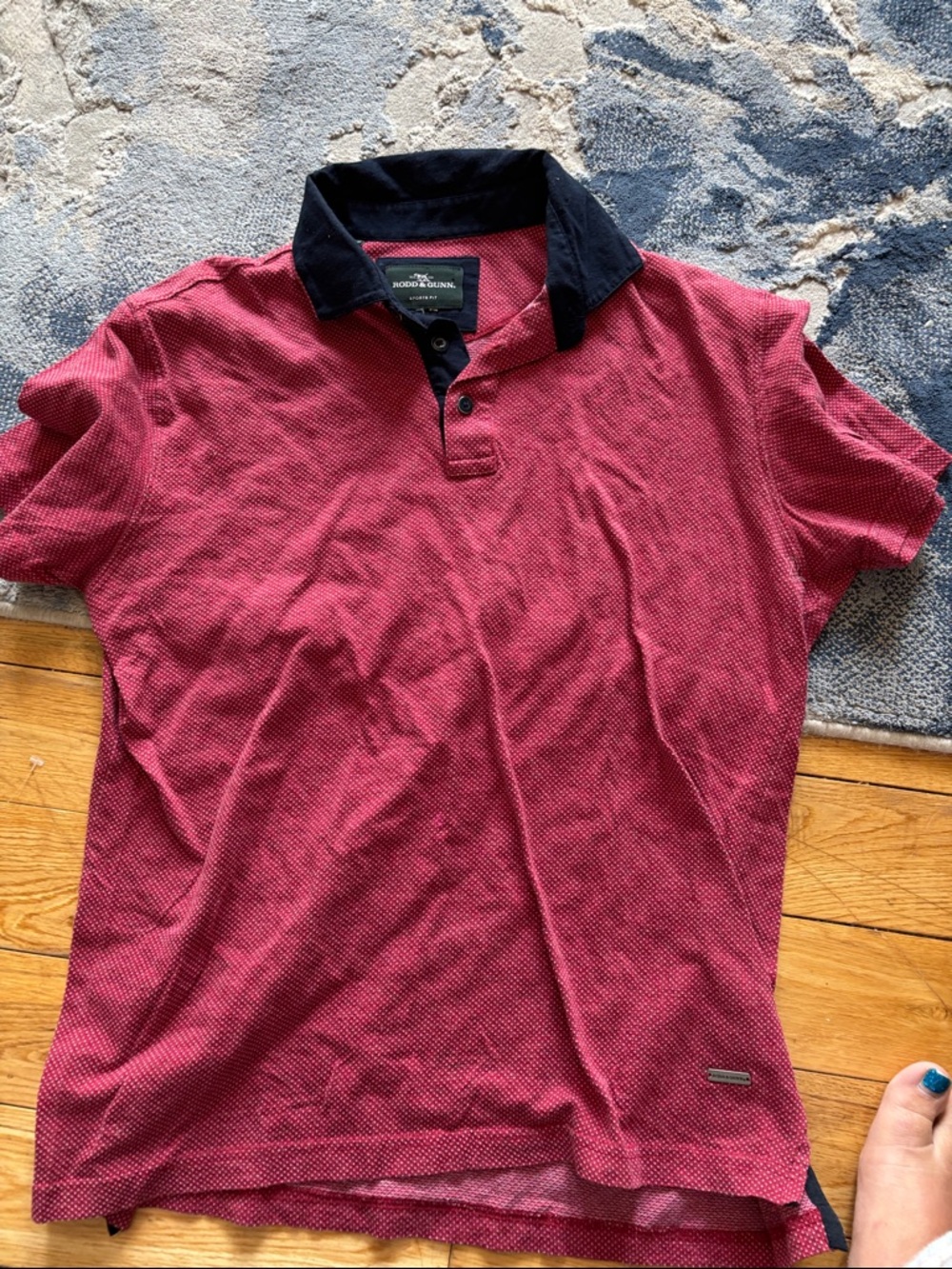 Rodd & Gunn Burgundy Polo with Black Contrast Collar pit-pit 20 inches